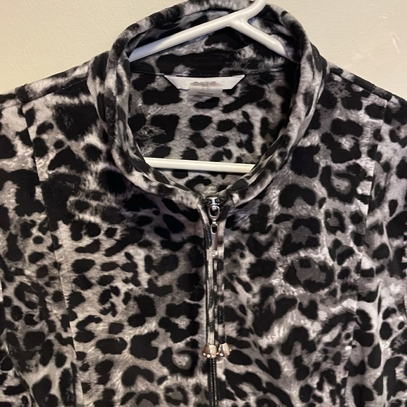 Alia leopard zip up velour fall jacket - Picture 2 of 5
